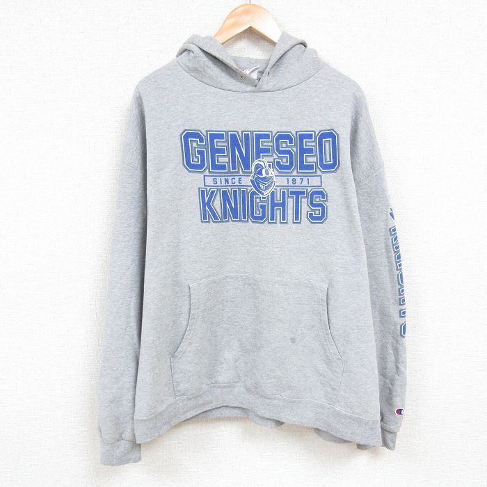 XL★古着 チャンピオン Champion 長袖 スウェット パーカー メンズ 00年代 00s ジェネシー 大きいサイズ グレー 霜降り 24nov15 中古 スエット トレーナー トップス