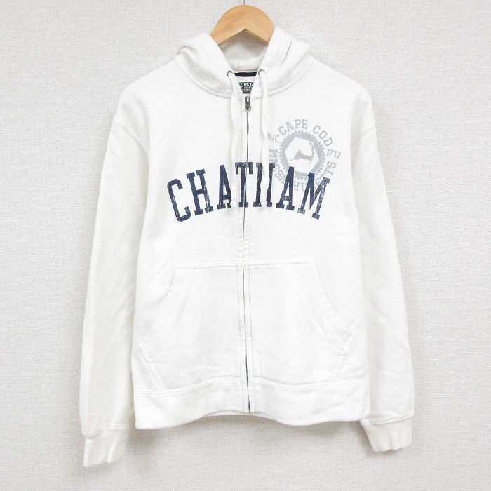L★古着 長袖 ブランド フルジップ スウェット パーカー メンズ 00年代 00s チャタム 白 ホワイト 24nov15 中古 スエット トレーナー トップス