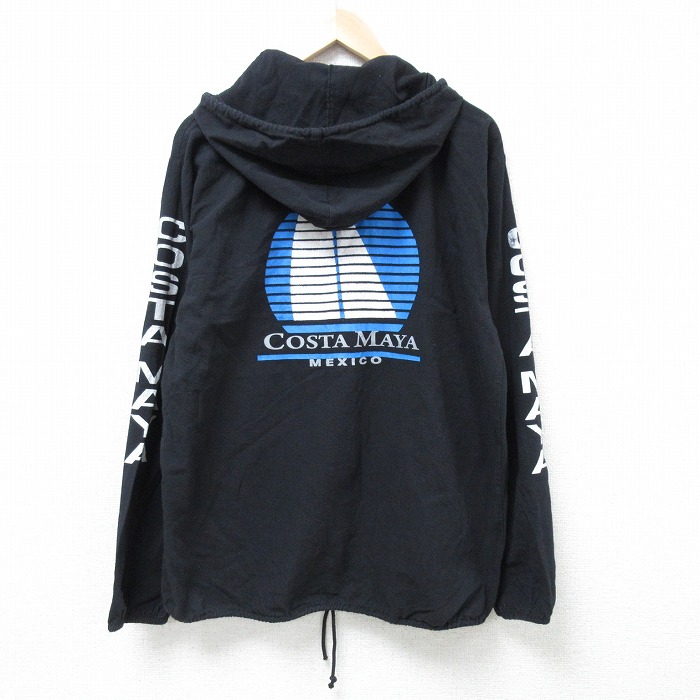 L★古着 長袖 フルジップ トップス パーカー メンズ 00年代 00s コスタマヤ ヨット 黒 ブラック 24nov16 中古 スエット トレーナー