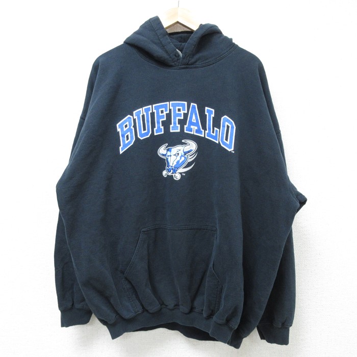 XL★古着 長袖 スウェット パーカー メンズ 00年代 00s BUFFALO 大きいサイズ 紺 ネイビー 24nov19 中古 スエット トレーナー トップス