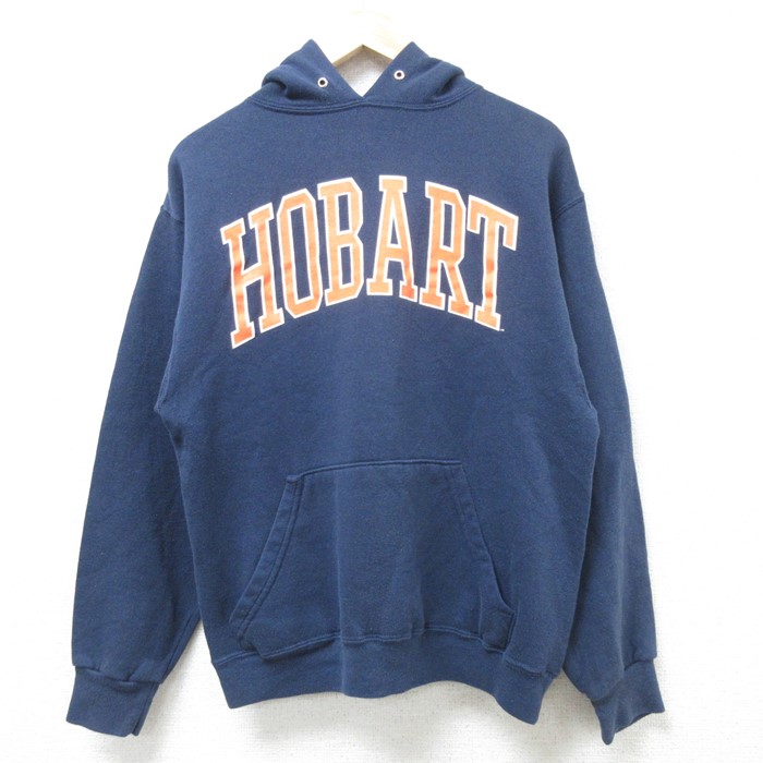 M★古着 長袖 スウェット パーカー メンズ 00年代 00s HOBART USA製 紺 ネイビー 24nov19 中古 スエット トレーナー トップス