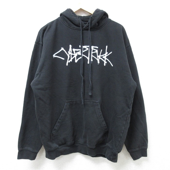 L★古着 長袖 スウェット パーカー メンズ テスラモーターズ 黒 ブラック 24nov19 中古 スエット トレーナー トップス