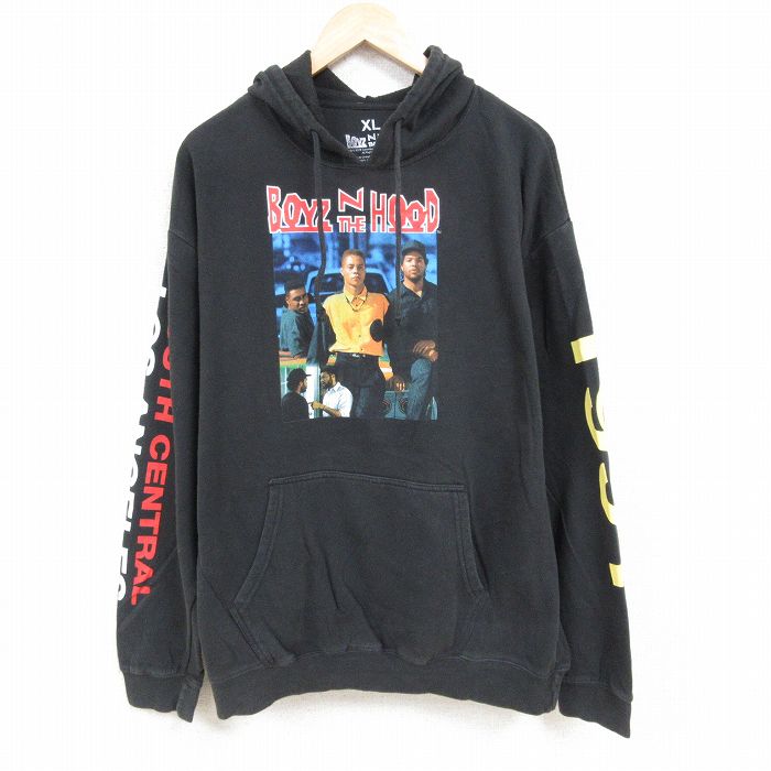 XL★古着 長袖 スウェット パーカー メンズ 映画 ボーイズンザフッド 黒 ブラック 24nov16 中古 スエット トレーナー トップス