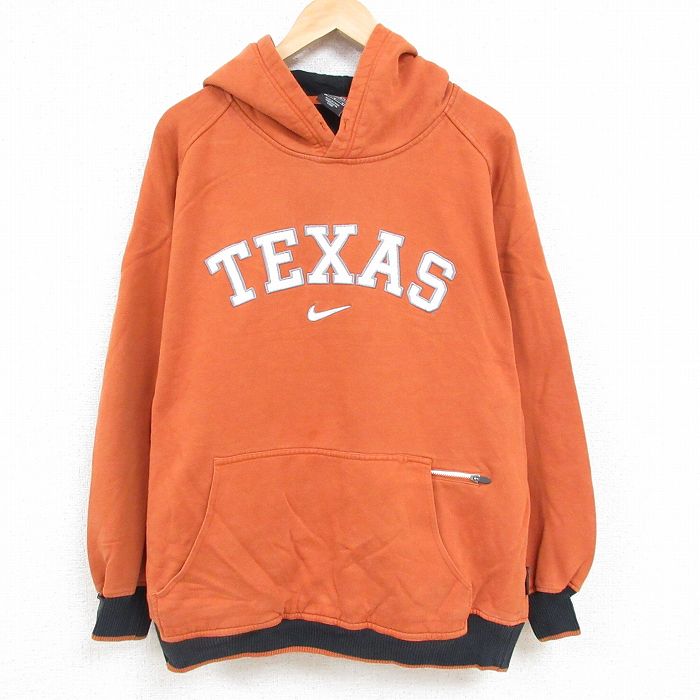 XL★古着 ナイキ NIKE 長袖 スウェット パーカー メンズ 00年代 00s テキサス 刺繍 大きいサイズ ラグラン 茶 ブラウン 24nov16 中古 スエット トレーナー トップス