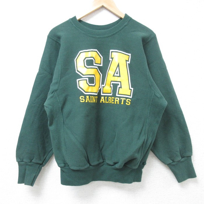 M★古着 長袖 スウェット メンズ 90年代 90s SA クルーネック USA製 緑 グリーン 24nov18 中古 スエット トレーナー トップス