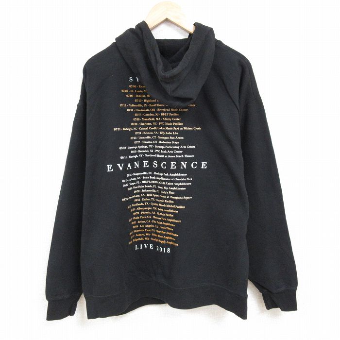XL★古着 長袖 ロック バンド フルジップ スウェット パーカー メンズ シンセンスエヴァネッセンス 大きいサイズ 黒 ブラック 24nov18 中古 スエット トレーナー トップス
