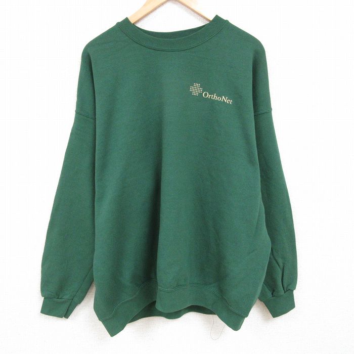 XL★古着 リー Lee 長袖 スウェット メンズ 00年代 00s OrthoNet 大きいサイズ クルーネック 緑 グリーン 24nov18 中古 スエット トレーナー トップス