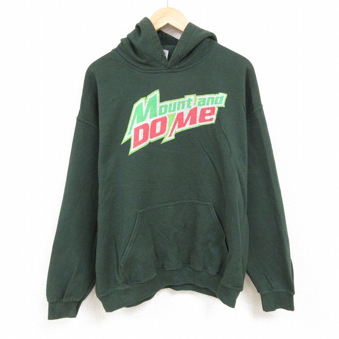 XL★古着 長袖 スウェット パーカー メンズ Mount 大きいサイズ 緑 グリーン 24nov18 中古 スエット トレーナー トップス