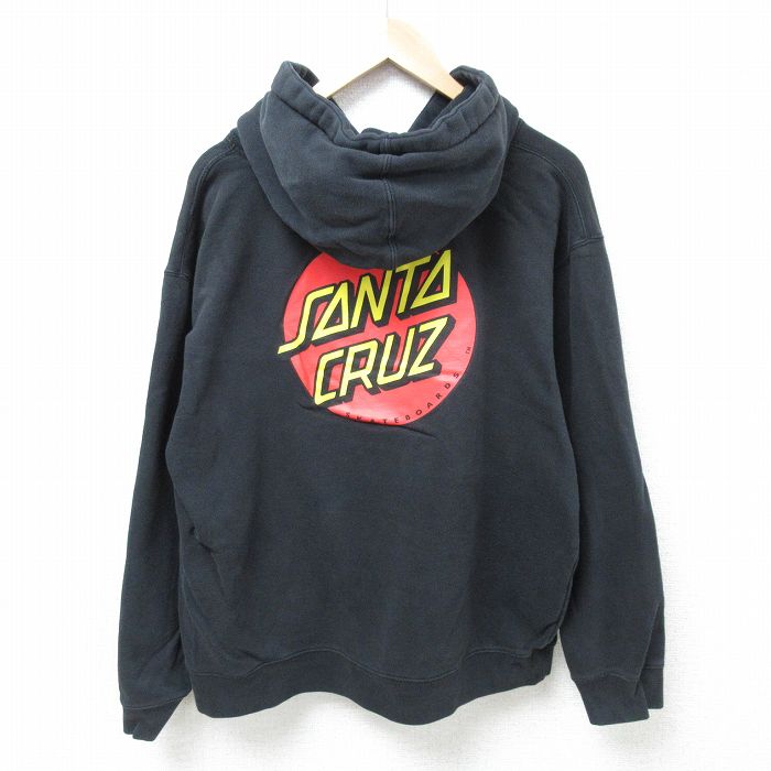 L★古着 長袖 スウェット パーカー メンズ サンタクスーズ 黒 ブラック 24nov20 中古 スエット トレーナー トップス