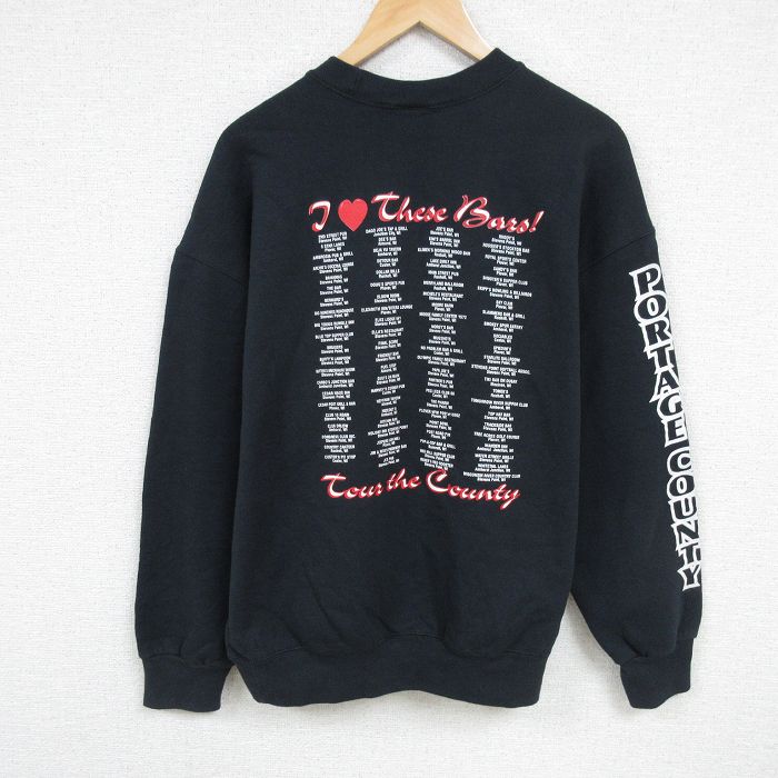 XL★古着 フルーツオブザルーム 長袖 スウェット メンズ 00年代 00s PORTAGE COUNTY クルーネック 黒 ブラック 24nov22 中古 スエット トレーナー トップス
