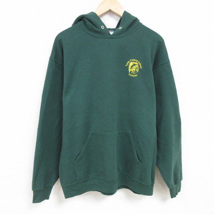 XL★古着 ジャージーズ 長袖 スウェット パーカー メンズ 00年代 00s インディアン 緑 グリーン 24nov22 中古 スエット トレーナー トップス