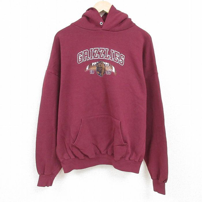 XL★古着 ジャージーズ 長袖 スウェット パーカー メンズ 00年代 00s グリズリーズ 大きいサイズ エンジ 24nov22 中古 スエット トレーナー トップス