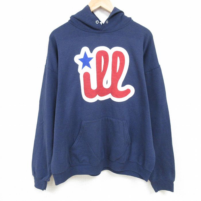 XL★古着 ジャージーズ 長袖 スウェット パーカー メンズ 00年代 00s ill 大きいサイズ 紺 ネイビー 24nov22 中古 スエット トレーナー トップス