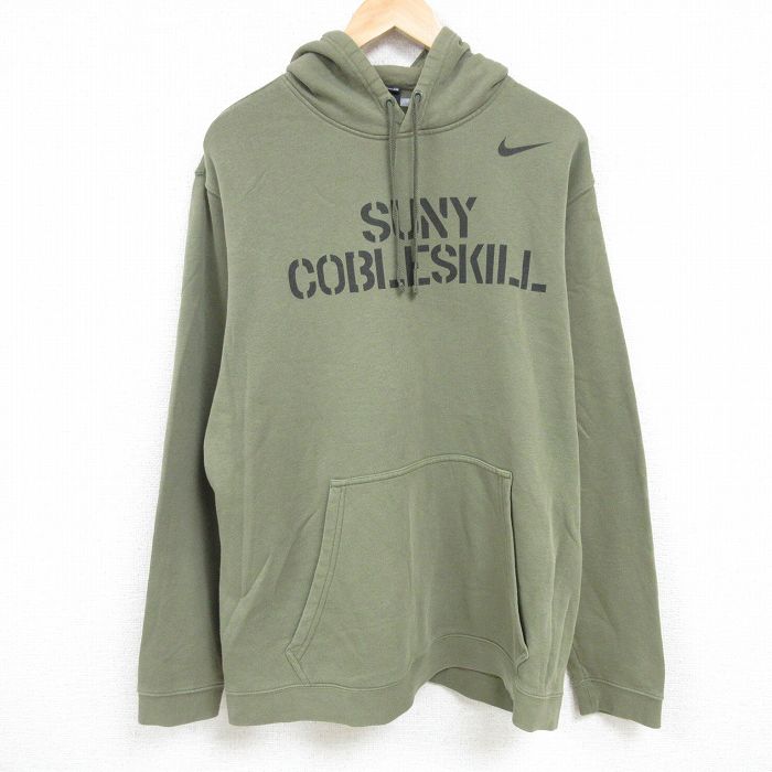 XL★古着 ナイキ NIKE 長袖 スウェット パーカー メンズ 大きいサイズ 緑 グリーン 24nov22 中古 スエット トレーナー トップス