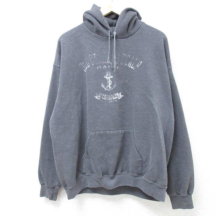 L★古着 リー Lee 長袖 スウェット パーカー メンズ 00年代 00s イカリ 濃グレー 霜降り 24nov27 中古 スエット トレーナー トップス