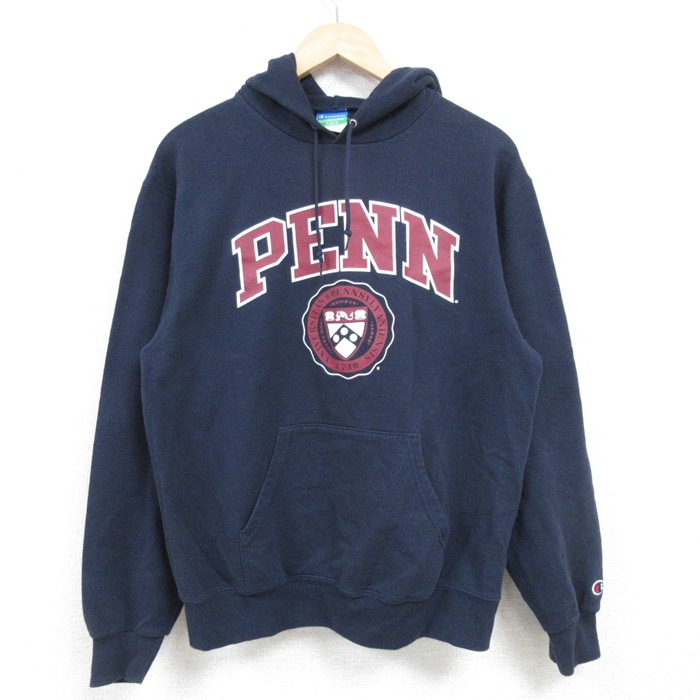 M★古着 チャンピオン Champion 長袖 スウェット パーカー メンズ ペンシルベニア 大学 紺 ネイビー 24nov27 中古 スエット トレーナー トップス