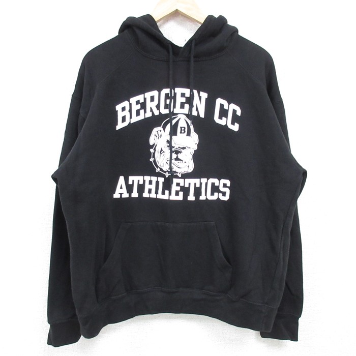 L★古着 長袖 スウェット パーカー メンズ BERGEN CC 黒 ブラック 24nov27 中古 スエット トレーナー トップス