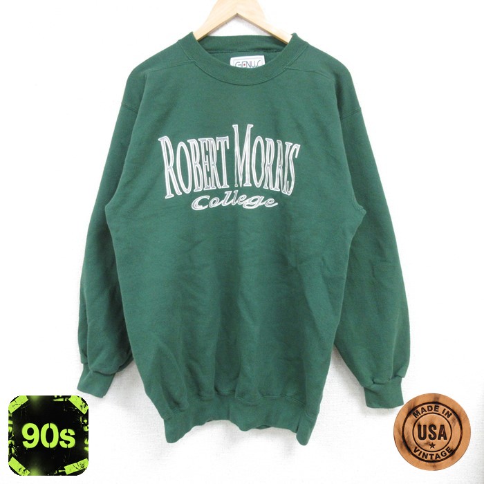90s 長袖スウェット ROBERT MORRIS カレッジ グリーン メンズL相当 | 古着