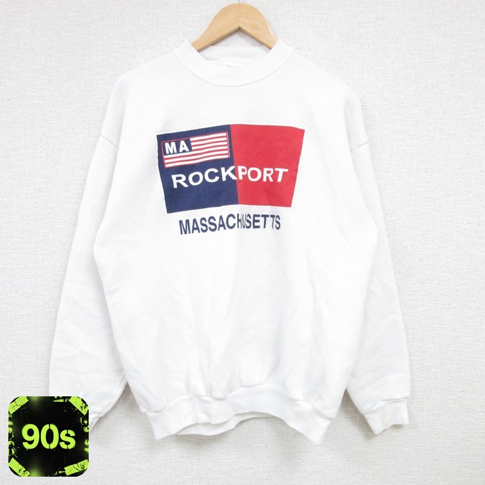 TULTEX 90s 長袖スウェット ROCKPORT ホワイト M | 古着