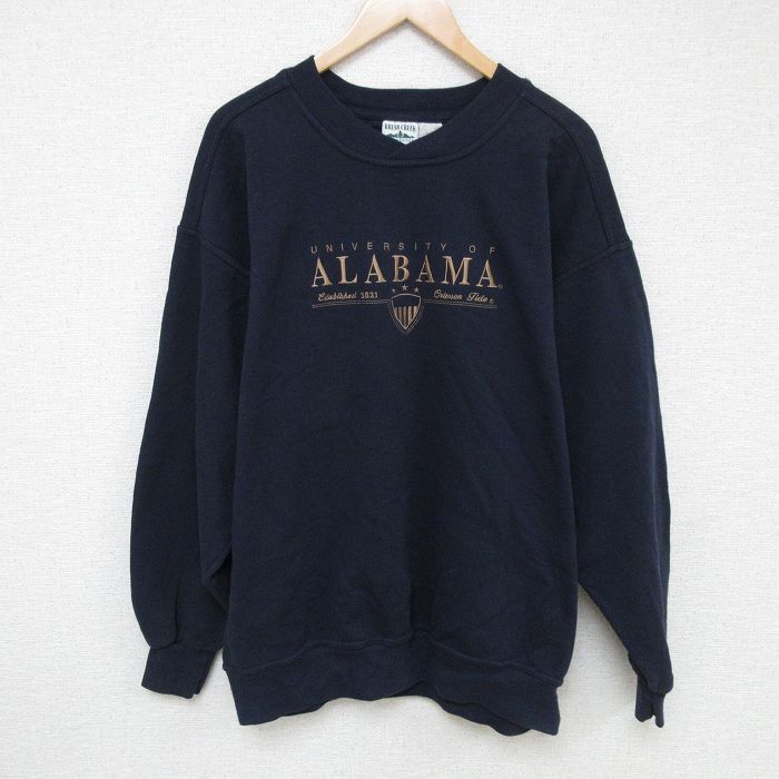 XL★古着 長袖 スウェット メンズ 00年代 00s アラバマ 大学 大きいサイズ クルーネック カナダ製 濃紺 ネイビー 24nov30 中古 スエット トレーナー トップス
