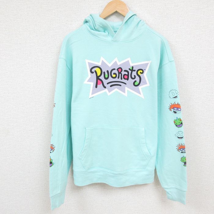 【50%OFF】XL★古着 オールドネイビー OLD NAVY 長袖 スウェット パーカー メンズ アニメ ニコロデオン ラグラッツ 大きいサイズ 薄緑 グリーン 24dec06 中古 スエット トレーナー トップス