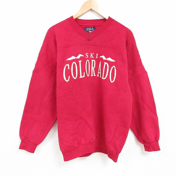 XL★古着 長袖 スウェット メンズ 00年代 00s コロラド ラグラン Vネック エンジ 24dec05 中古 スエット トレーナー トップス