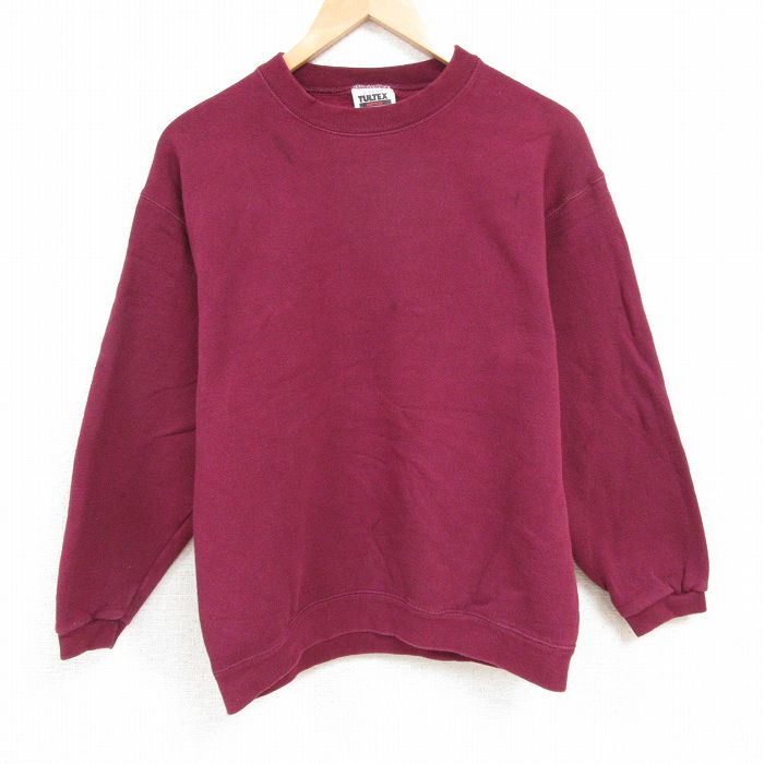 【20%OFF】M★古着 TULTEX 長袖 スウェット メンズ 00年代 00s 無地 クルーネック エンジ 24dec05 中古 スエット トレーナー トップス