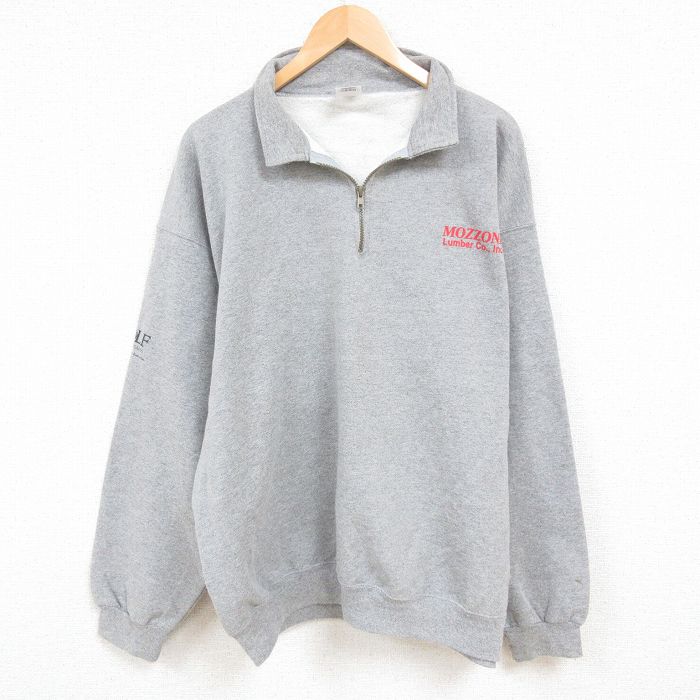 XL★古着 ジャージーズ 長袖 ハーフジップ スウェット メンズ 00年代 00s モッツォーネ 大きいサイズ グレー 霜降り 24dec05 中古 スエット トレーナー トップス
