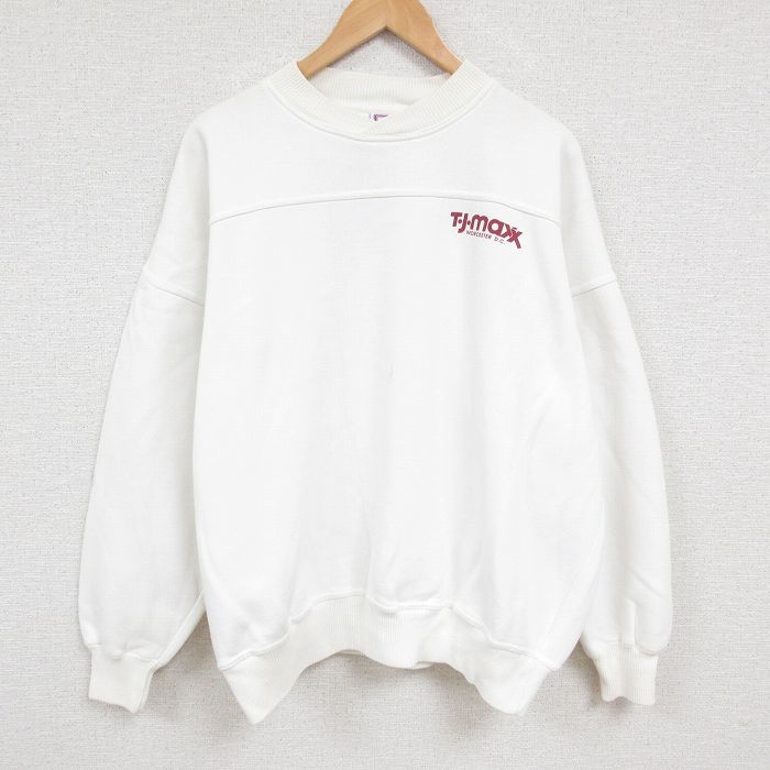 【50%OFF】XL★古着 長袖 スウェット メンズ 00年代 00s 大きいサイズ クルーネック 白 ホワイト 24dec07 中古 スエット トレーナー トップス