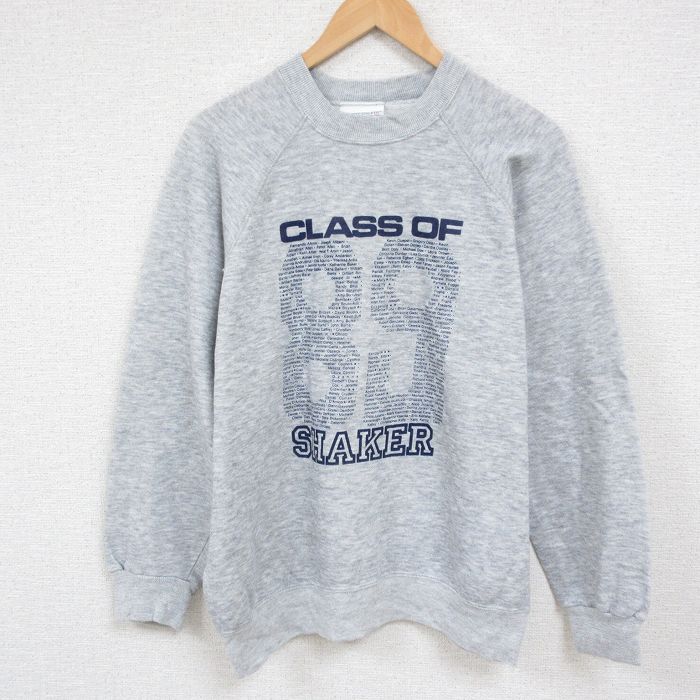 L★古着 長袖 スウェット メンズ 80年代 80s 89 ラグラン クルーネック グレー 霜降り 24dec11 中古 スエット トレーナー トップス