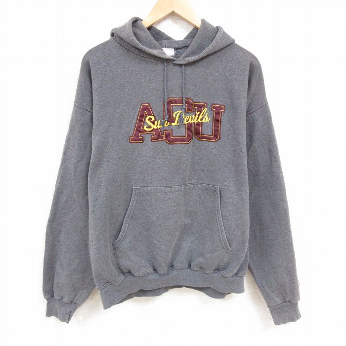 XL★古着 チャンピオン Champion 長袖 スウェット パーカー メンズ 00年代 00s 刺繍 大きいサイズ グレー 霜降り 24dec11 中古 スエット トレーナー トップス