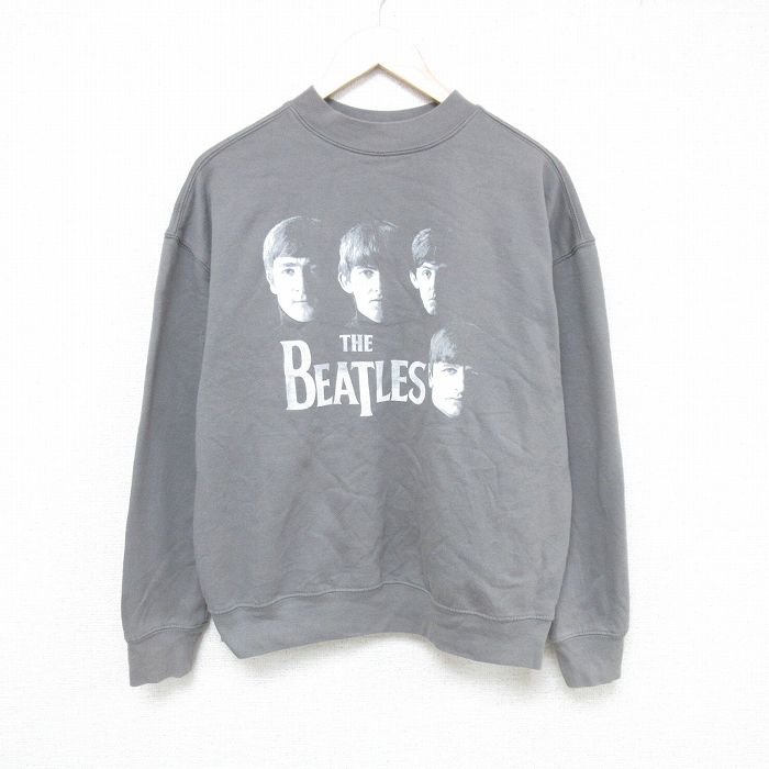 L★古着 長袖 スウェット メンズ ビートルズ The Beatles クルーネック 濃グレー 【spe】 24dec12 中古 スエット トレーナー トップス