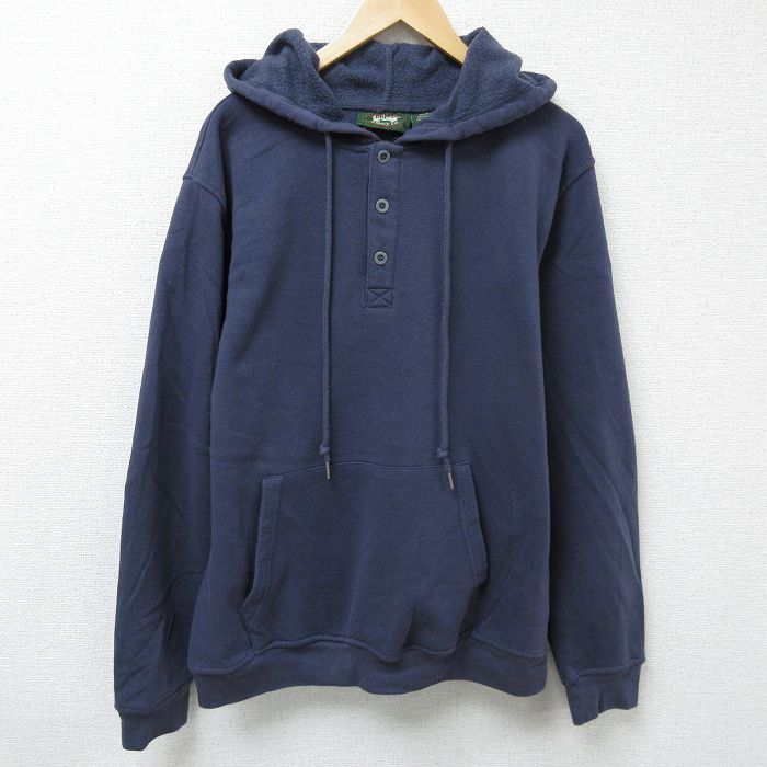 XL★古着 長袖 スウェット パーカー メンズ 00年代 00s 無地 紺 ネイビー 24dec13 中古 スエット トレーナー トップス