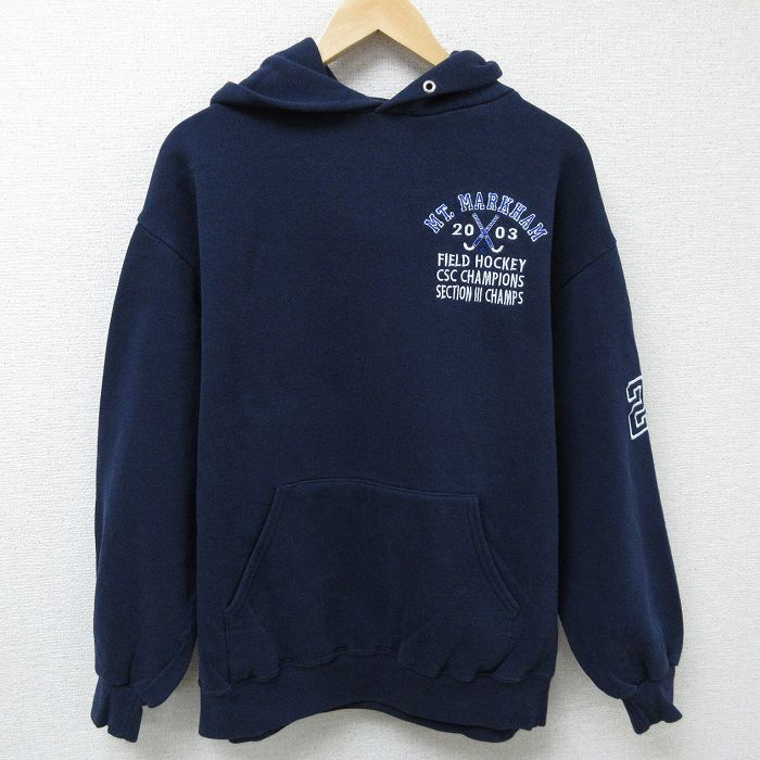 XL★古着 ジャージーズ 長袖 スウェット パーカー メンズ 00年代 00s フィールドホッケー 紺 ネイビー 24dec13 中古 スエット トレーナー トップス