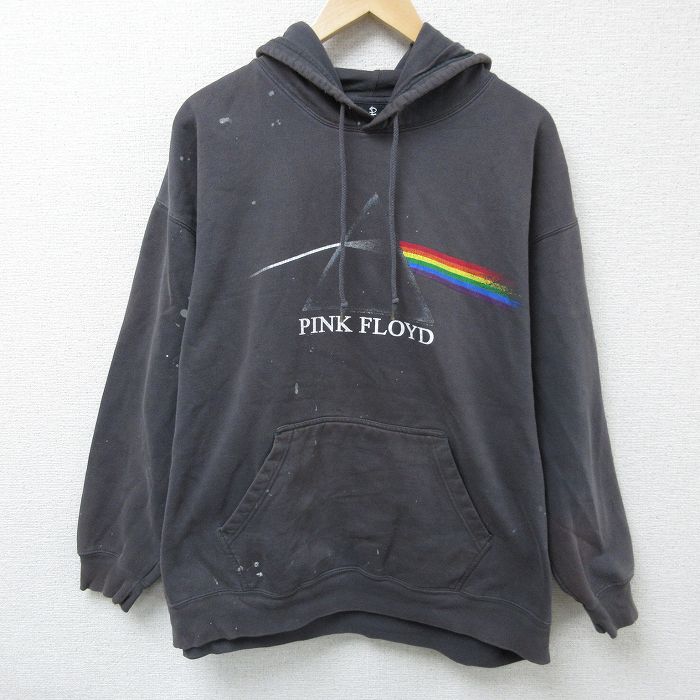 XL★古着 長袖 ロック バンド スウェット パーカー メンズ ピンクフロイド 大きいサイズ 黒 ブラック 24dec13 中古 スエット トレーナー トップス