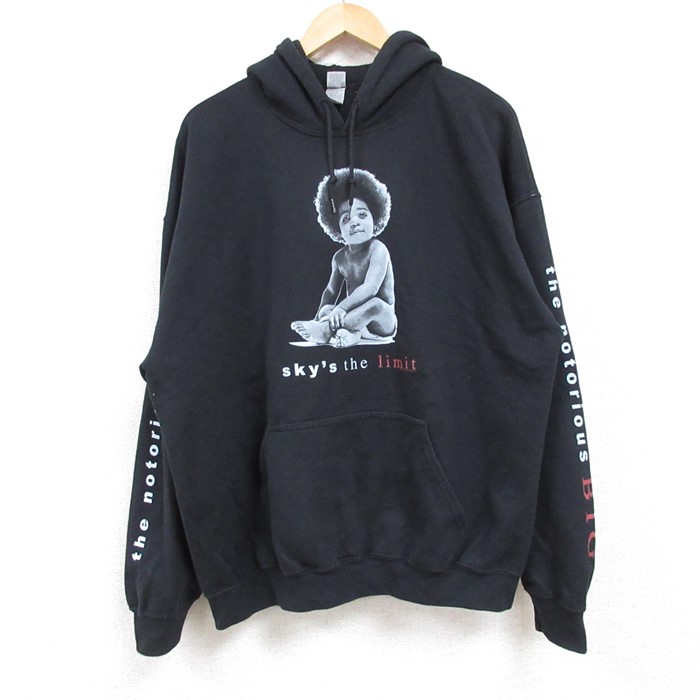 XL★古着 長袖 ヒップホップ ラップ スウェット パーカー メンズ ノトーリアスBIG 黒 ブラック 24dec13 中古 スエット トレーナー トップス