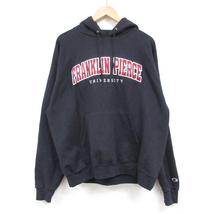 XL★古着 チャンピオン Champion 長袖 スウェット パーカー メンズ 00年代 00s FRANKLIN PIERDE 大学 黒 ブラック 24dec13 中古 スエット トレーナー トップス