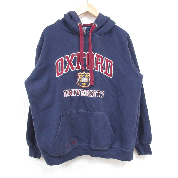 L★古着 長袖 スウェット パーカー メンズ オックスフォード 大学 紺 ネイビー 24dec13 中古 スエット トレーナー トップス