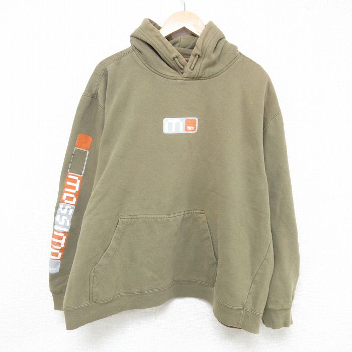 XL★古着 モッシモ 長袖 スウェット パーカー メンズ 大きいサイズ 緑 グリーン 24dec12 中古 スエット トレーナー トップス