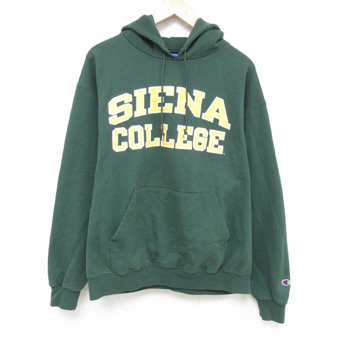 XL★古着 チャンピオン Champion 長袖 スウェット パーカー メンズ 00年代 00s シエナ カレッジ 緑 グリーン 24dec12 中古 スエット トレーナー トップス