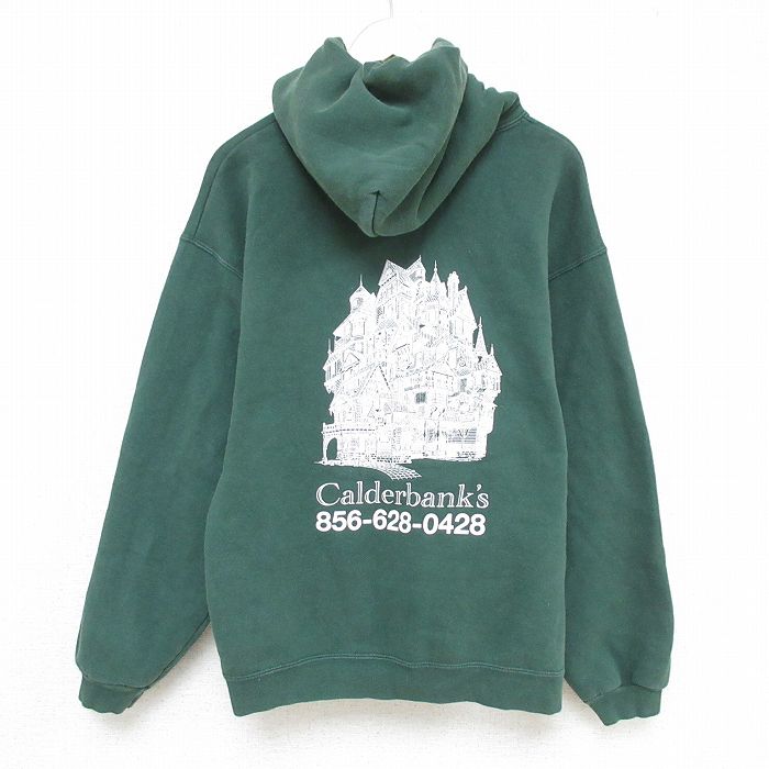 XL★古着 フルーツオブザルーム 長袖 スウェット パーカー メンズ カルダーバンク 緑 グリーン 24dec12 中古 スエット トレーナー トップス