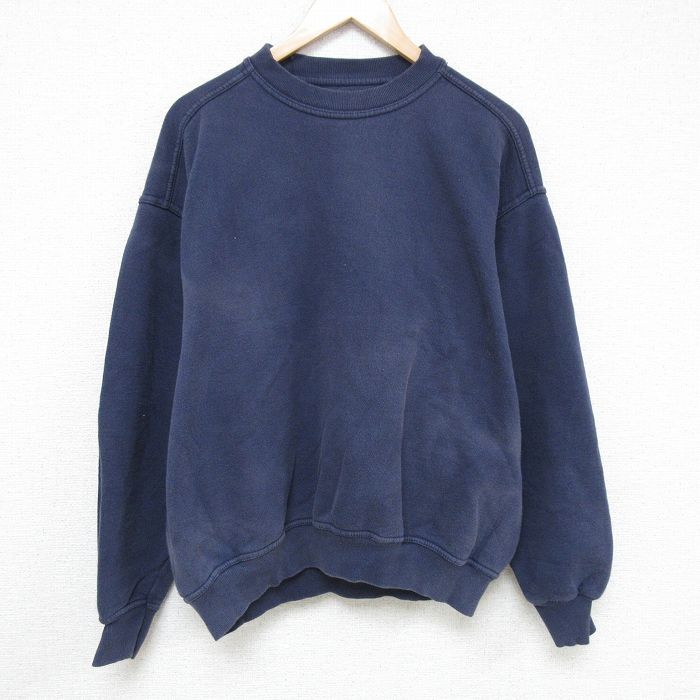XL★古着 ラッセル 長袖 スウェット メンズ 00年代 00s 無地 大きいサイズ クルーネック 紺 ネイビー 24dec12 中古 スエット トレーナー トップス
