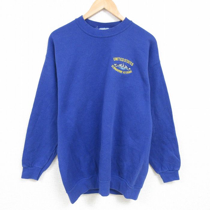 XL★古着 リー Lee 長袖 スウェット メンズ 00年代 00s ミリタリー クルーネック 青 ブルー 24dec17 中古 スエット トレーナー トップス
