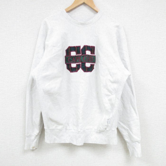 【50%OFF】XL★古着 長袖 スウェット メンズ 90年代 90s ケープコッド クルーネック USA製 薄グレー 霜降り 24dec19 中古 スエット トレーナー トップス