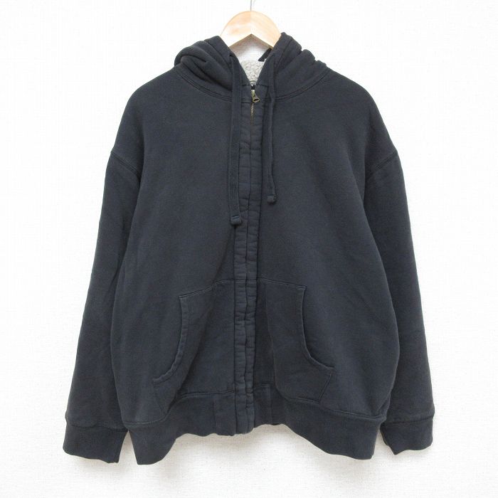XL★古着 レッドヘッド 長袖 フルジップ スウェット パーカー メンズ 00年代 00s 無地 大きいサイズ 黒 ブラック 内側ボア 24dec19 中古 スエット トレーナー トップス
