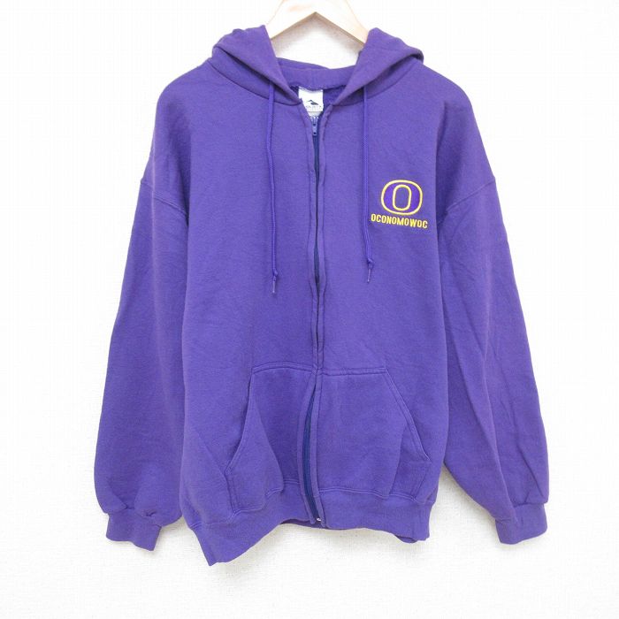 XL★古着 長袖 フルジップ スウェット パーカー メンズ 00年代 00s OCONOMOWOC 紫 パープル 24dec20 中古 スエット トレーナー トップス