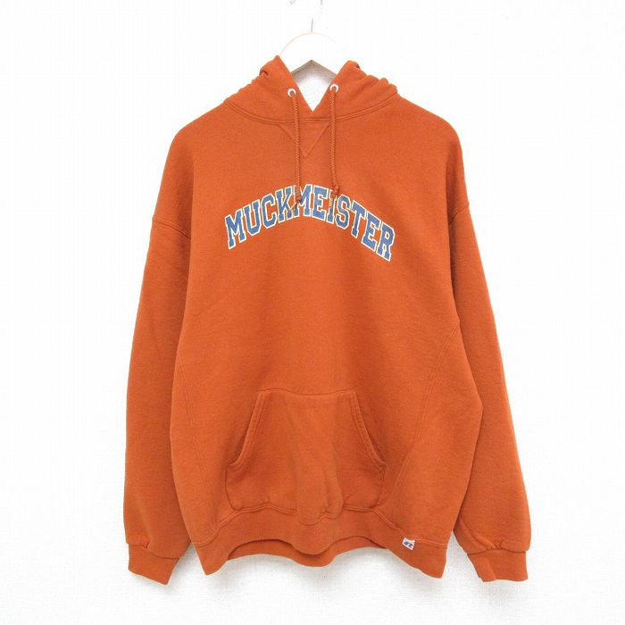 XL★古着 ラッセル 長袖 スウェット パーカー メンズ 00年代 00s MUCKMEISTER 茶 ブラウン 24dec21 中古 スエット トレーナー トップス