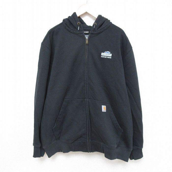 XL★古着 カーハート Carhartt 長袖 フルジップ スウェット パーカー メンズ IHC SCOTT 大きいサイズ 黒 ブラック 【spe】 24dec21 中古 スエット トレーナー トップス