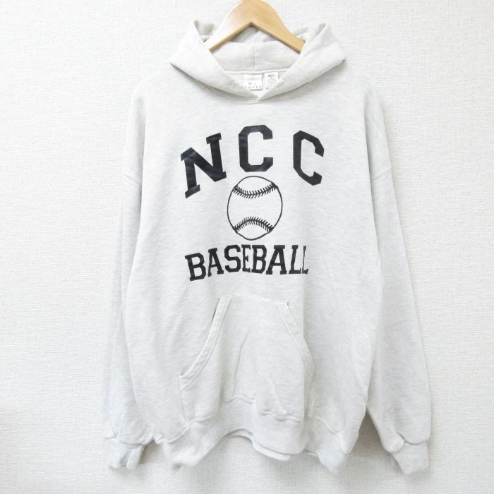 XL★古着 長袖 スウェット パーカー メンズ 00年代 00s NCC BASEBALL 大きいサイズ 薄グレー 霜降り 24dec27 中古 スエット トレーナー トップス