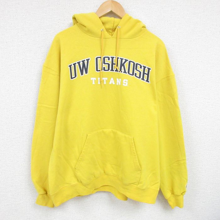 XL★古着 チャンピオン Champion 長袖 スウェット パーカー メンズ 00年代 00s オシュコシュ OSHKOSH 大きいサイズ 黄 イエロー 24dec25 中古 スエット トレーナー トップス